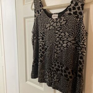 Chico Sleeveless Top Size 3 Silver Black‎ Shimmery K1